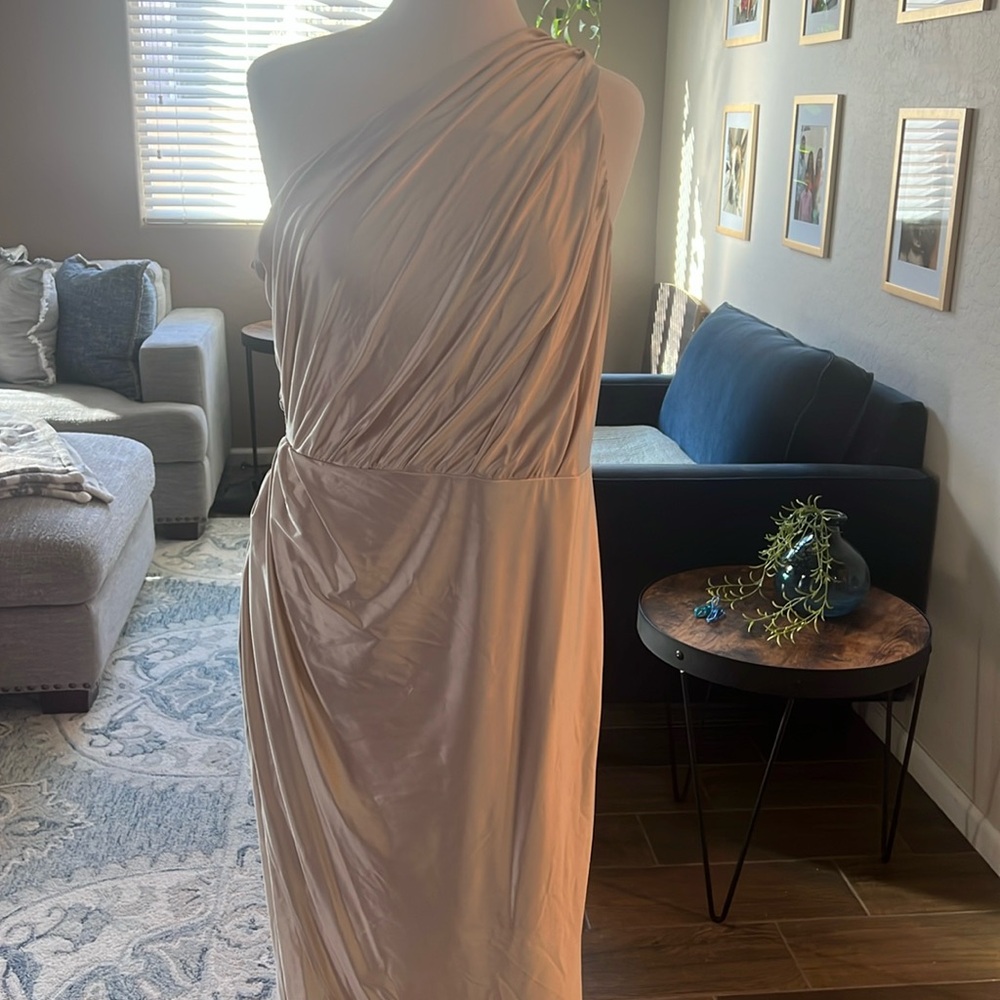 One shoulder silk gown by Express